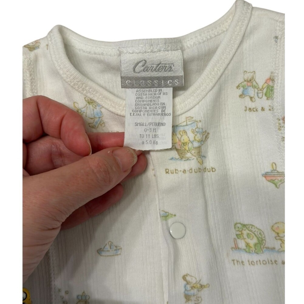 Vintage Carter's Storybook Nursery Rhyme Footie Pajamas Unisex Size 0-3 Month - Picture 4 of 5